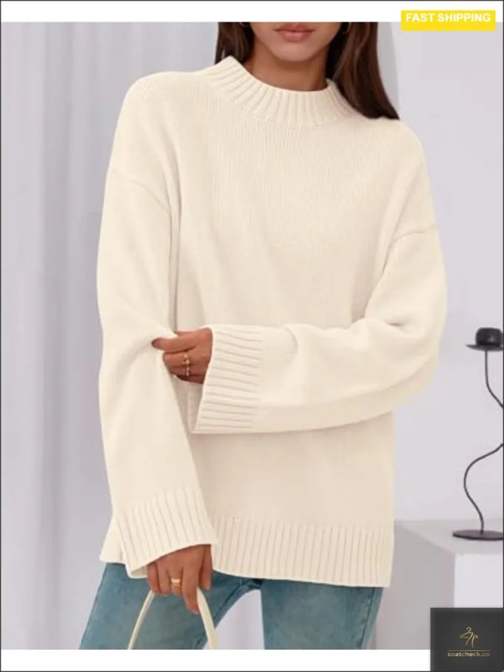 Womens Crewneck Loose Fit Ribbed Knit Pullover Sweater Long Sleeve Fall Winter